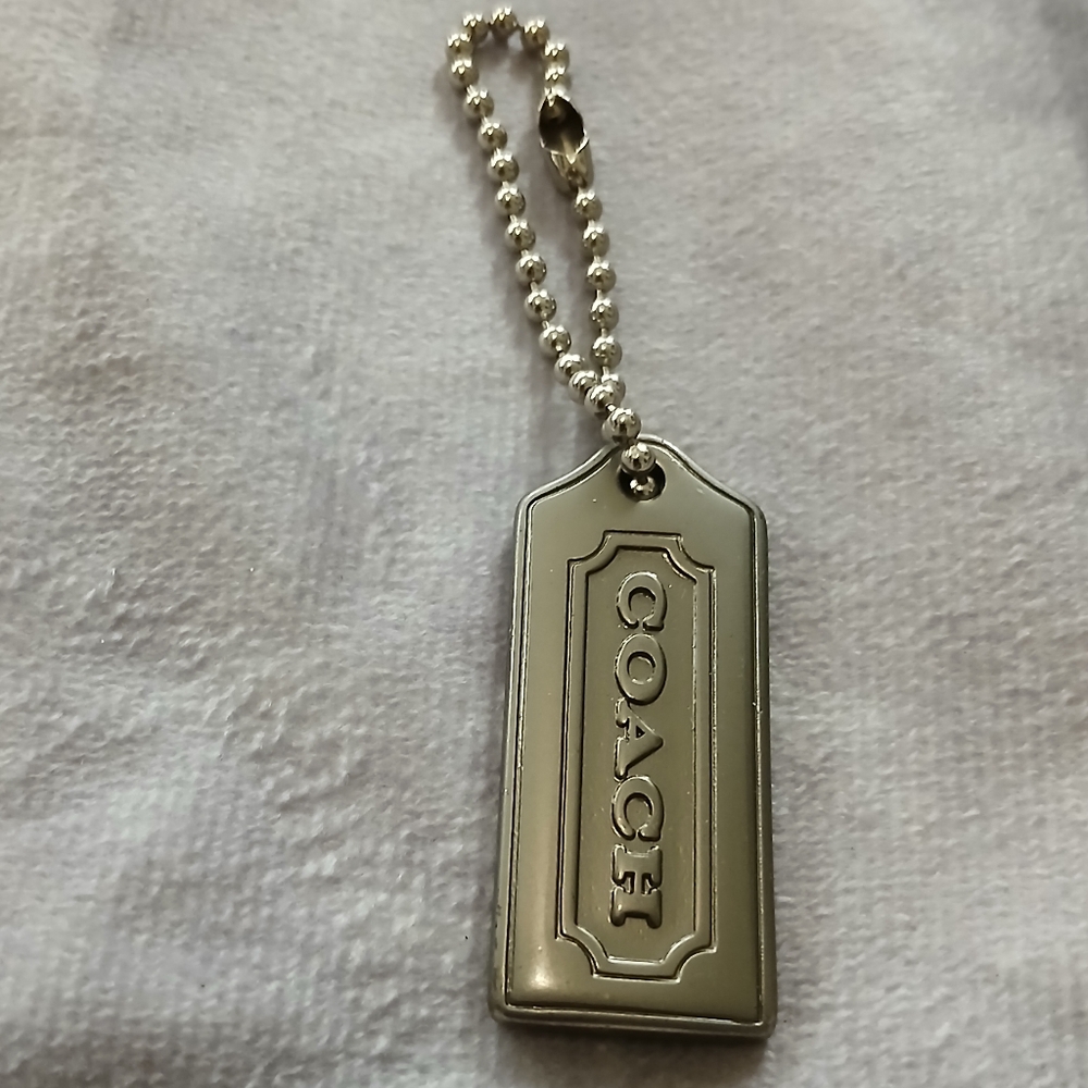 Coach Silver Metal Logo Bag Hangtag Replacement Charm with Ball Chain